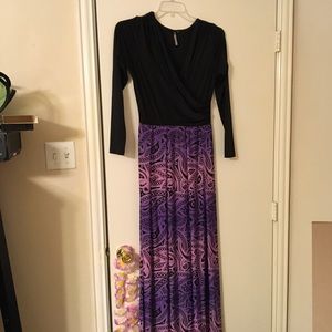 Koh Koh maxi dress sz Medium purple pink black